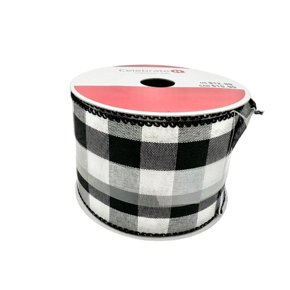 Ashland Tree Skirt 48 In Black White Plaid w/5 rolls of Celebrate It Ribbon NEW - Picture 7 of 12